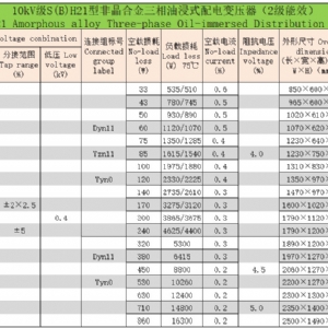 非晶合金三相油浸式配电变压器