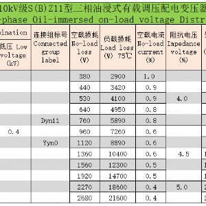 10kV级S(B)Z系列三相油浸式有载调压配电变压器