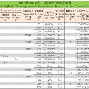 10kV级S(B)系列三相油浸式配电变压器