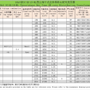 环氧树脂浇注立体卷铁心三相干式配电变压器